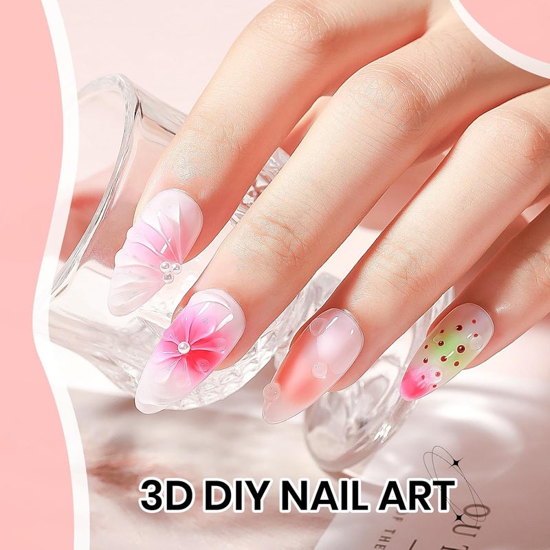 SUPWEE 3D Gel Nail Art with No Wipe Chrome Powder Sculpting Painting Gel for Nail Charms Rhinestone Decoration Adhesive with Nails Art Brushes DIY Manicure at Home - Image 3